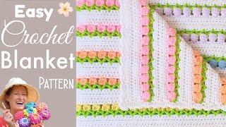 AMAZING Crochet Tulip Stitch Blanket with Shell Border!