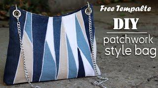 DIY Patchwork Sewing Tote Bag Zipper Design Making at home by own hands. Free PDF Pattern