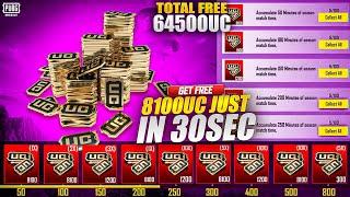 OMG  Total Free 64500Uc | Get Free 8100 Free Just In 30Sec | New Free Uc Event | Pubgm