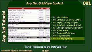 Asp Net GridView | Part 9 - GridView Row Highlight | Asp Net Tutorial #91