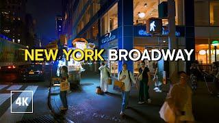 Dreamy New York, Manhattan at Night  Walking Tour 4K