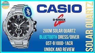 Watch Of Steel! | Casio G-Shock 200m Solar Quartz Bluetooth Watch GST-B100D-1ACR Unbox & Review