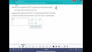 ALEKS: Using the Nernst equation to calculate nonstandard cell voltage