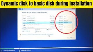 How to convert Dynamic disk to basic disk during installation