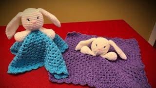 Crochet Bunny Baby Security Blanket part 1