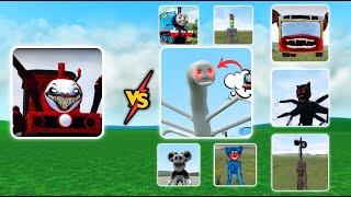 Choo Choo Charles vs Cursed Thomas vs Bus Eater vs Siren Head vs Skibidi Toilet vs Train Eater