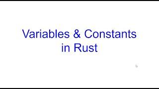 Variables and Constants | Rust Programming | Kovolff