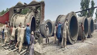 Watch How Giant Concrete Sewrage Pipes Are Made In Factory With Incredible Process!