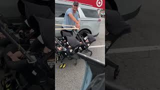 Triplet Dad solves Stroller Problem!  #dad #triplets #cute #mom #baby #shopping