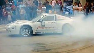 Donut Toyota Supra and 2x S13 V12 Turbo  before Hillclimb Touge Drift Transrarau 2016 Romania