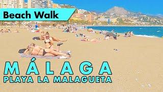 Málaga beach walk - Easter 2023 - Playa la Malagueta, Spain 4K immersive virtual tour