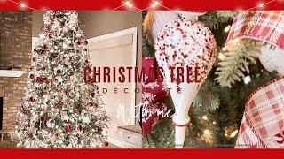 NEW  CHRISTMAS TREE DECORATE WITH ME 2023 | RED AND WHITE TREE DECOR