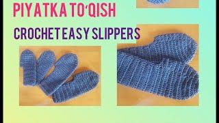 Kryuchokda 5-9 yoshdagi bolalarga cheshka to‘qish/Простые следки крючком/Crochet easy slippers