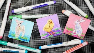 FUN! Let's Paint Mini Canvas Magnets for Spring or Easter with #ohuhu Acrylic Paint Pens!