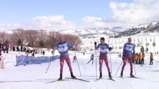 Российские лыжники устроили шоу во время финиша скиатлона на молодёжном ЧМ в США, 2017