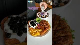 Vlog breakfast brown sugar pearl yogurt thick toast taro paste taro balls ox milk #foodie