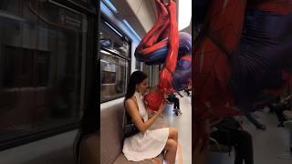 Spider-Man kiss random girl on subway  #shorts #spiderman #kiss