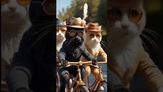 Cool Cats Ride Bicycles in Style!