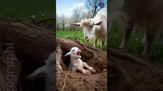 baby goat falls from tall tree saved by his brave mother's #humanity #goat #animals #cow #pets