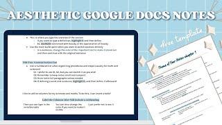 HOW TO MAKE AESTHETIC NOTES ON GOOGLE DOCS | google docs note template