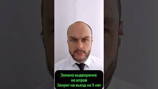 Замена выдворения на штраф.  Запрет на въезд на 5 лет.  Миграционный юрист