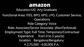 Amazon recruitment 2021 | Non-Technical job | Bangalore | DGHub