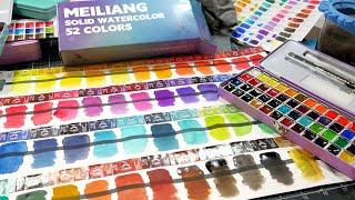 11 New colors? Let's Swatch the Upgraded 52 Pretty Excellent Meiliang Watercolor Set!