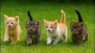 Kittens Meowing with Their Tiny Friends: Fluffy Bunnies, Puppies, Calves & Playful Mice