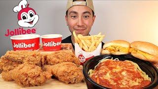 EATING JOLLIBEE JOLLY SPAGHETTI, CHEESEBURGER, SPICY FRIED CHICKEN MUKBANG ASMR