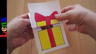 Weihnachtskarte basteln  Merry Christmas Gift Card   Geschenk zechnen  Draw Surprise Gift Box