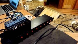 Arduino 8 Relay Module controlling a Chauvet PC-08