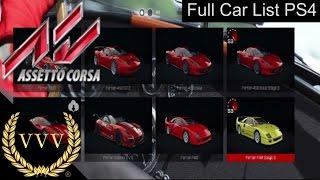 Assetto Corsa PS4  Full Car List