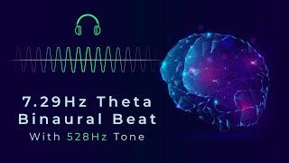 7.29Hz Theta Binaural Beat & 528Hz Solfeggio Frequency | DNA Repair & Deep Healing | ASMR Binaural