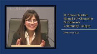 Dr. Sonya Christian Remarks: Announcement of 11th Chancellor of California Community Colleges