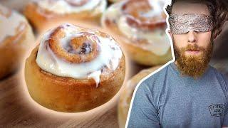 BAKING CINNAMON ROLLS BLINDFOLDED!