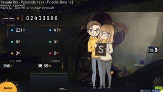 (osu!) 98.59% FC on Yasuda Rei - Passcode 4854 [HDDT] [Insane] [163PP]