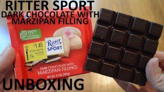 Unboxing Ritter Sport Dark Chocolate With Marzipan Filling