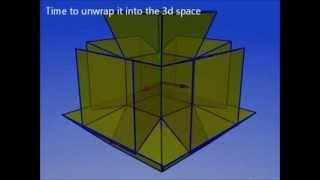 Unwrapping a tesseract (4d cube aka hypercube)