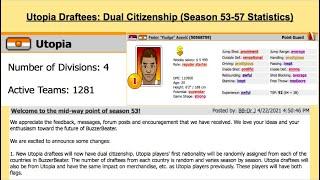 BuzzerBeater: Utopia Dual Citizenship (And s53-s57 Draft Statistics)