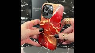 Coque iPhone 15 Pro Marbre Rouge et Doré 1 Duo Antichoc