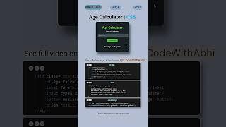 Create age calculator using HTML & css #coding #htmlcss #shortsfeed #shorts #viralshort #javascript