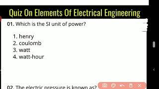 Quiz On Elements of Electrical Engineering | EE MCQs | Elements MCQs