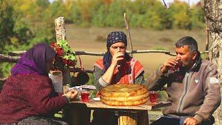 Traditional Ossetian Pie with Cheese and Rosehip Compote