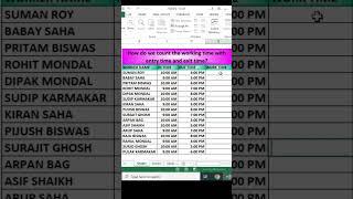 how do we count the working time with entry time and exit time ? Excel short video tips and tricks