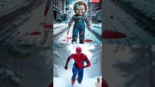 The battle between Spider-Man and Elsa Vs Horror Legends (Freddy Krueger, Chucky) #spiderman