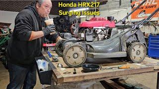Honda HRX 217 lawn mower is surging. Here's how I fixed it.  # HondaHRX217 #honda217