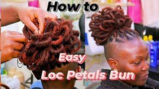 Tapered Loc Petals Bun Tutorial on Temporary Dreads. Dread Taper / Crispy Line Up.