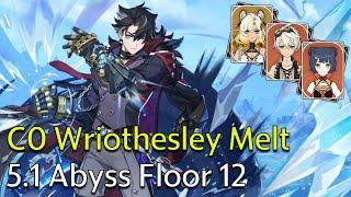 Wriothesley Melt - Genshin Impact 5.1 Spiral Abyss Full Clear