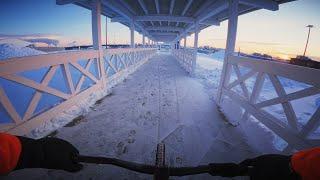 Катаюсь на МТБ в морозный день один с GoPro