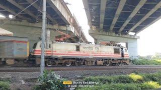 Back to Back Train Action Under a Bridge.